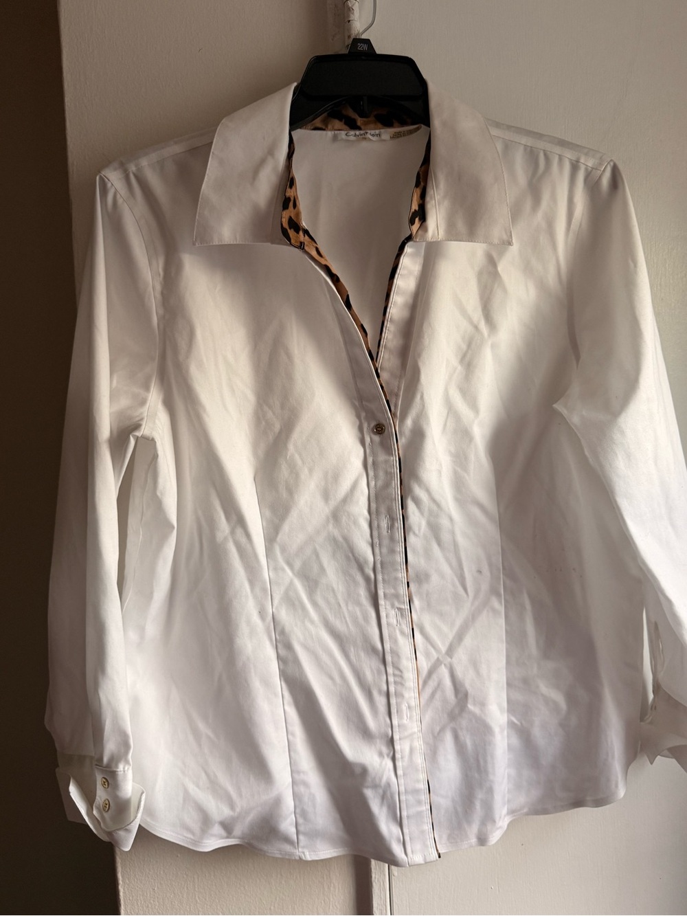 Calvin Klein White Blouse with Leopard Accent